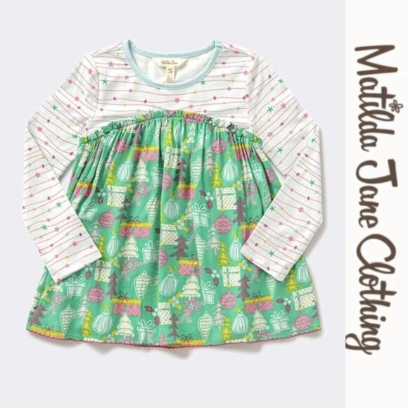 Matilda Jane | White and Green Winter Dreamscape Top | Size 2T - Picture 1 of 9